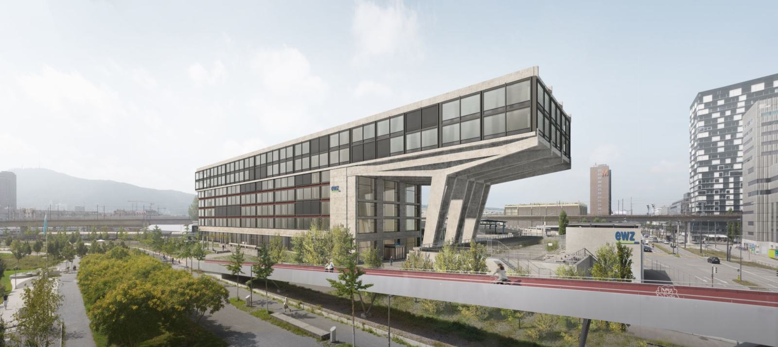 Visualisierung Betriebsgebäude Herdern von Osten ©Karin Gauch, Fabien Schwartz,