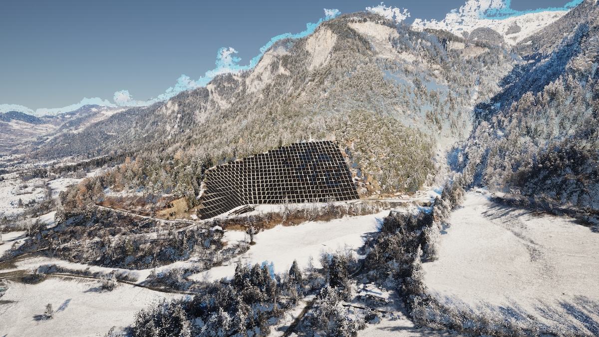 Visualisierung Frontansicht: ewz-PV-Anlage «Spundas-Solar»