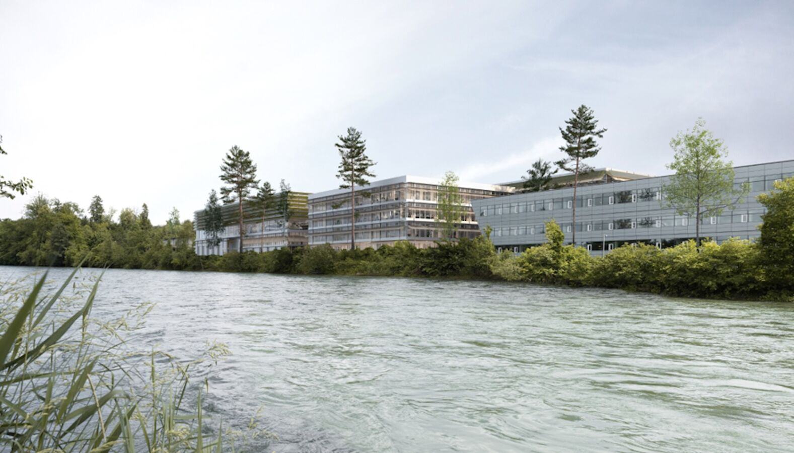 In den kommenden Jahren plant CKW, ihre Geschäftsbereiche in Reussbühl nach Emmen zu verlegen. Das Richtprojekt zeichnet sich durch eine gute Einbettung der neuen Gebäude (links) in die Landschaft aus.