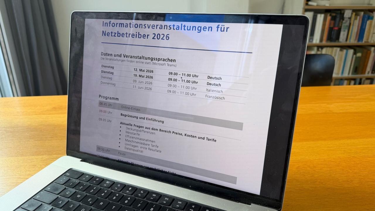 ElCom führt im Mai und Juni vier virtuelle Informationsveranstaltungen für Netzbetreiber durch. 